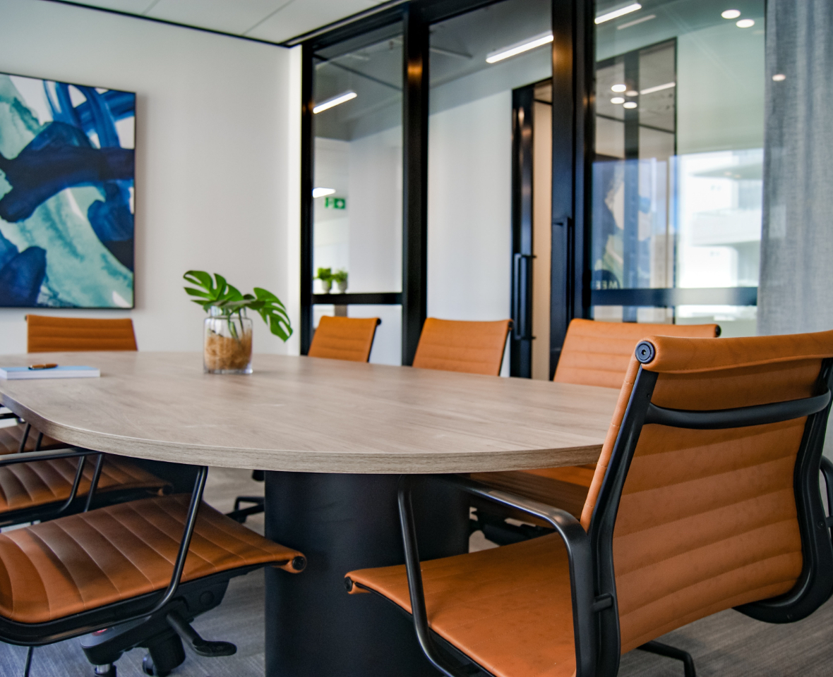 Empty modern boardroom